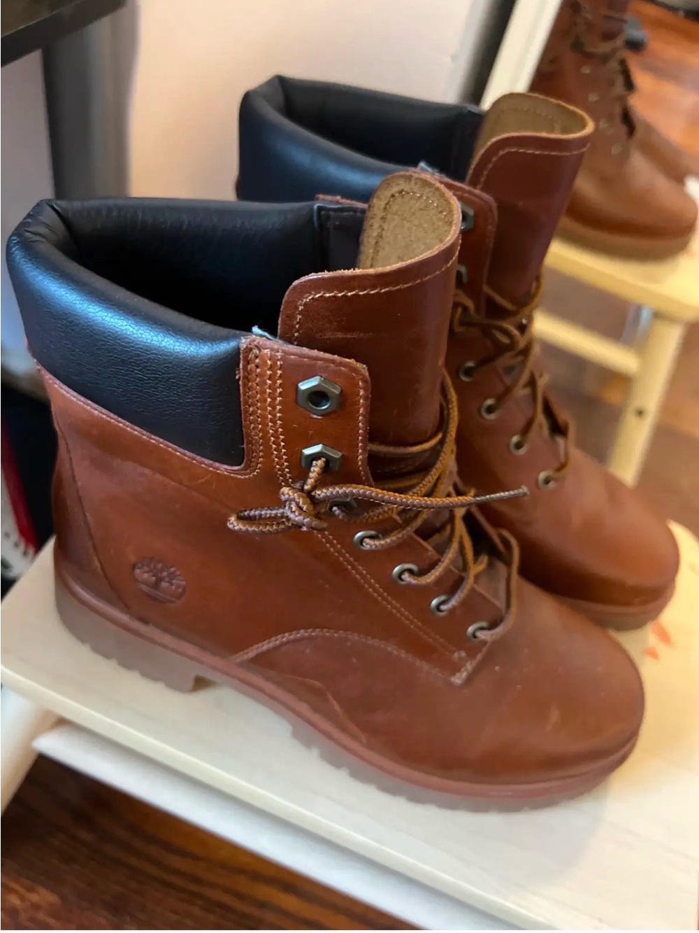 Timberland women’s Brown Leather Work Boots - Waterproof Lace-Up